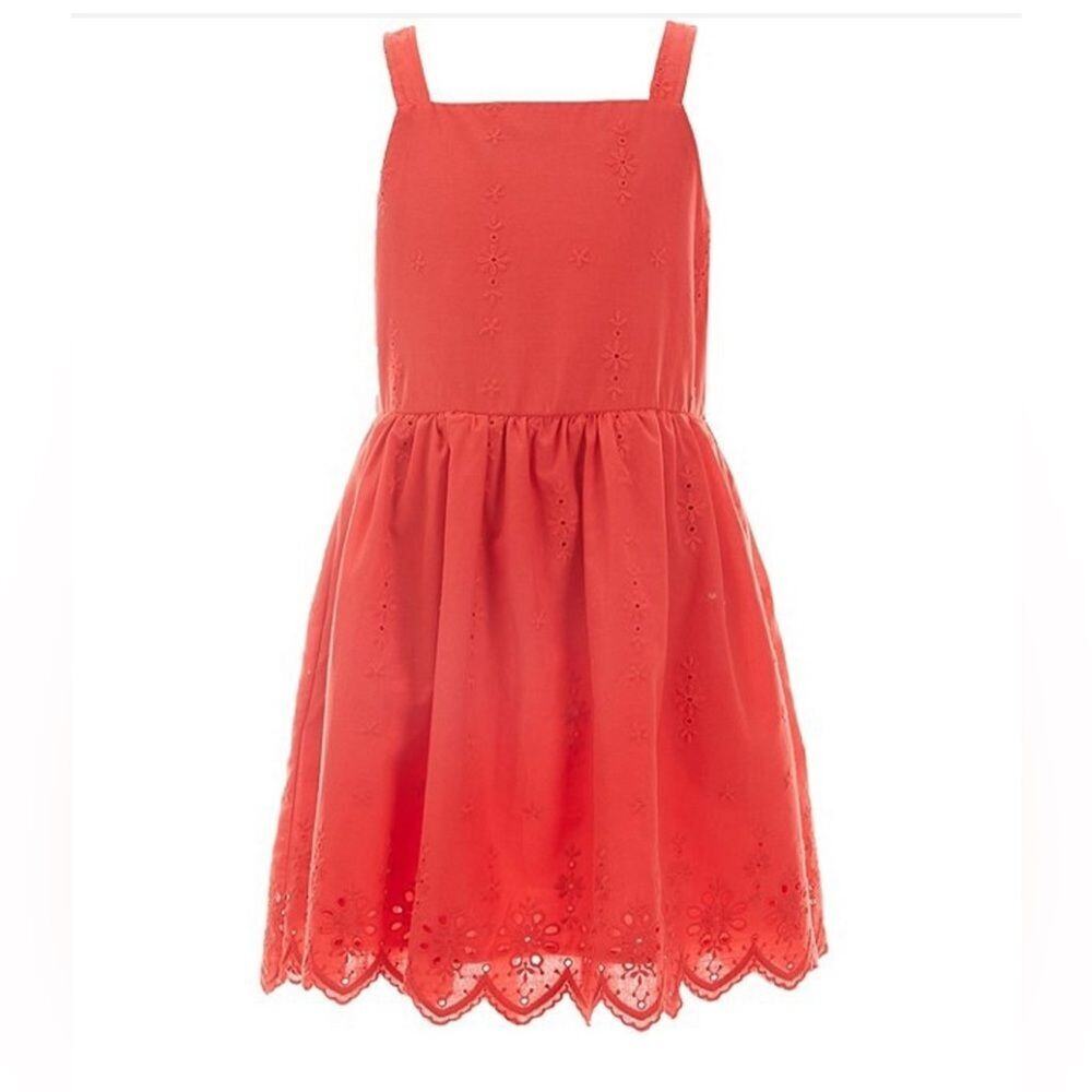 Copper Key Girls Square Neck Spaghetti Strap Eyelet Summer Dress Size L